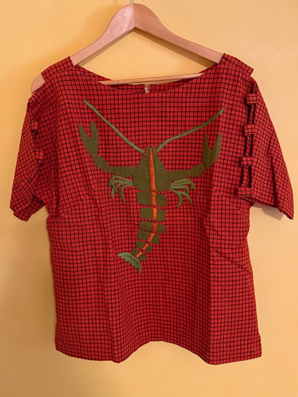 Vintage Cotton Appliquéd Lobster Top from Mexico